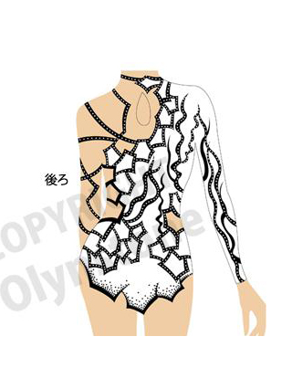 背中の模様も美しい競技用新体操レオタード